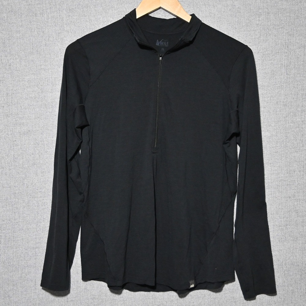 REI Co-op Quarter Zip Pullover Womens XL Active Hiking Long Sleeve Black